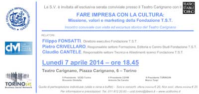 Evento – FARE IMPRESA CON LA CULTURA: Missione, valori e marketing della Fondazione T.S.T. – 7 aprile – ore 18.45