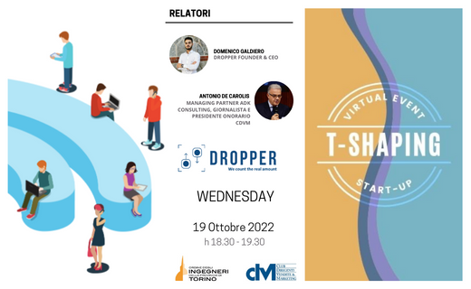 T-SHAPING START-UP 4° WEBINAR START UP DROPPER – 19 ottobre 2022